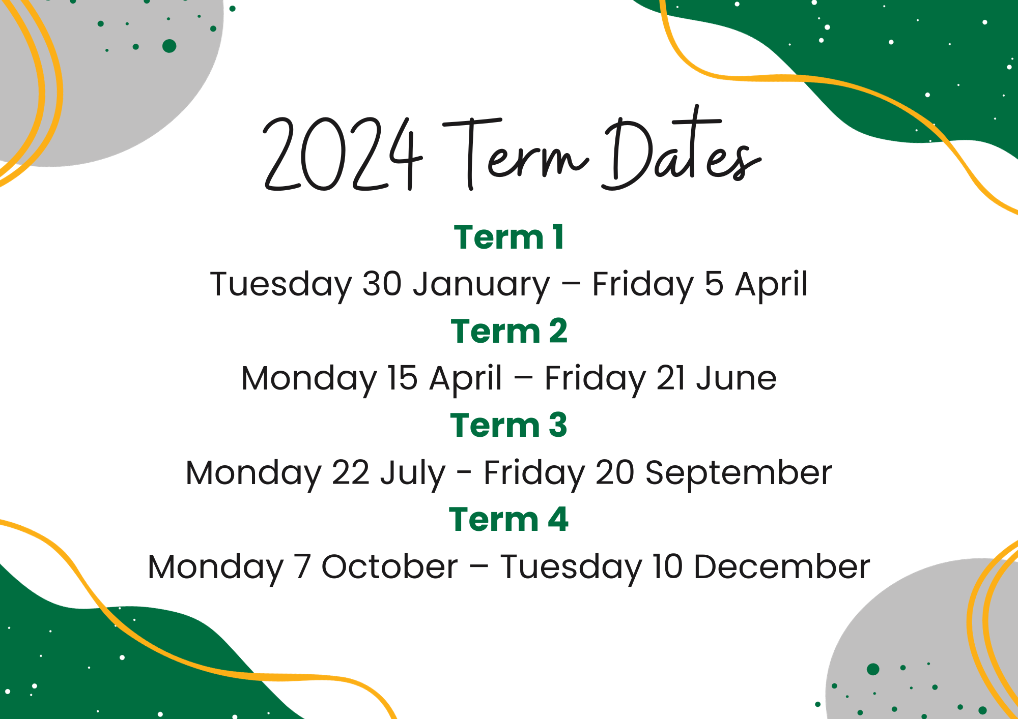 Term Dates Marrara Christian College